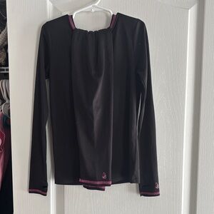 Cuddl Duds Black Long Sleeve Tee with Pink Accents